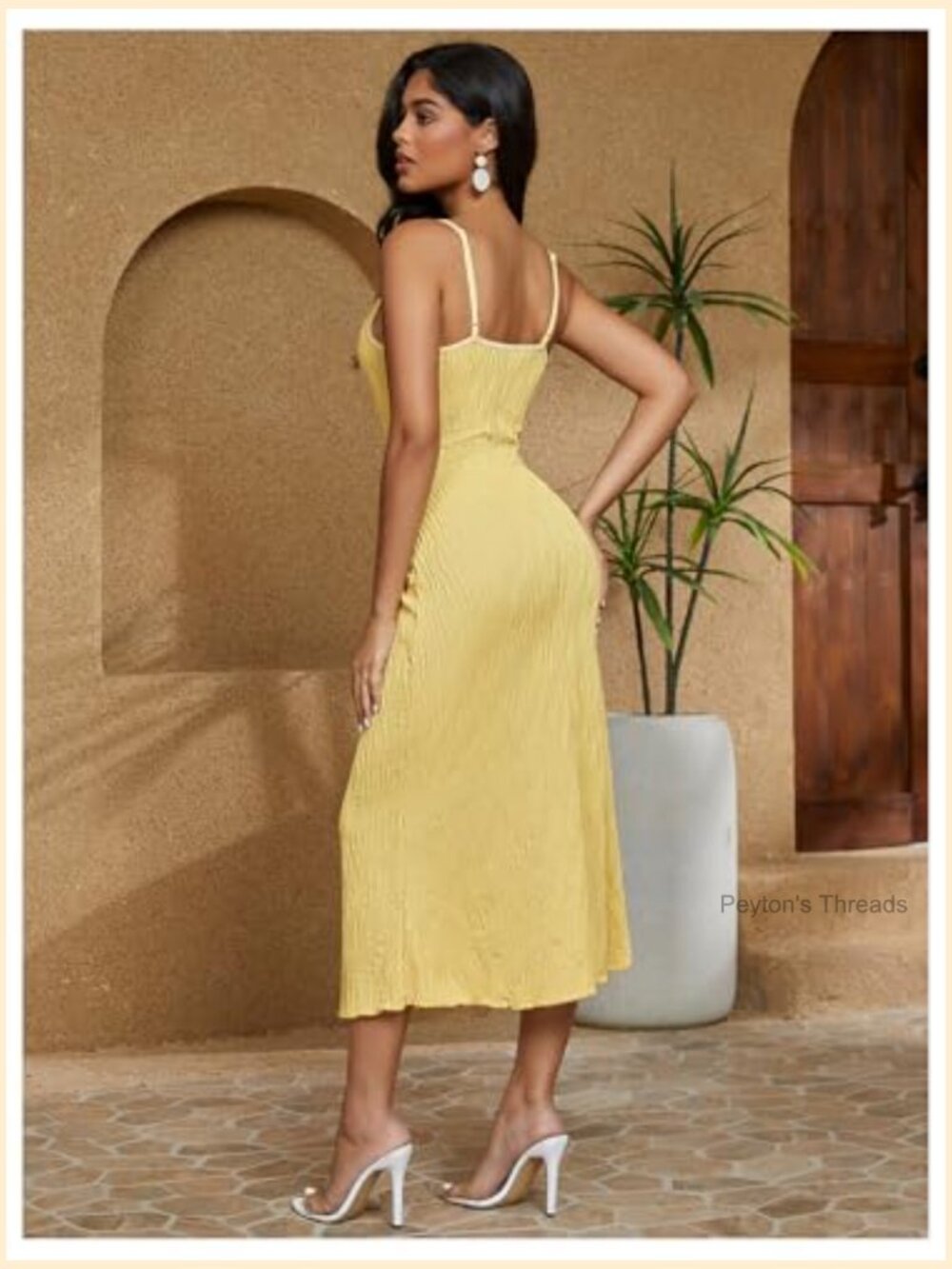 Sleeveless Mock Neck Ribbed Knit Bodycon Midi Cami Dress - Picture 2 of 5